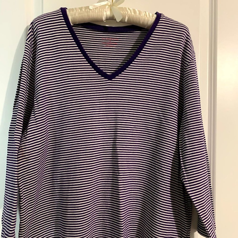 Blue & White Striped Top Liz Claiborne 1X